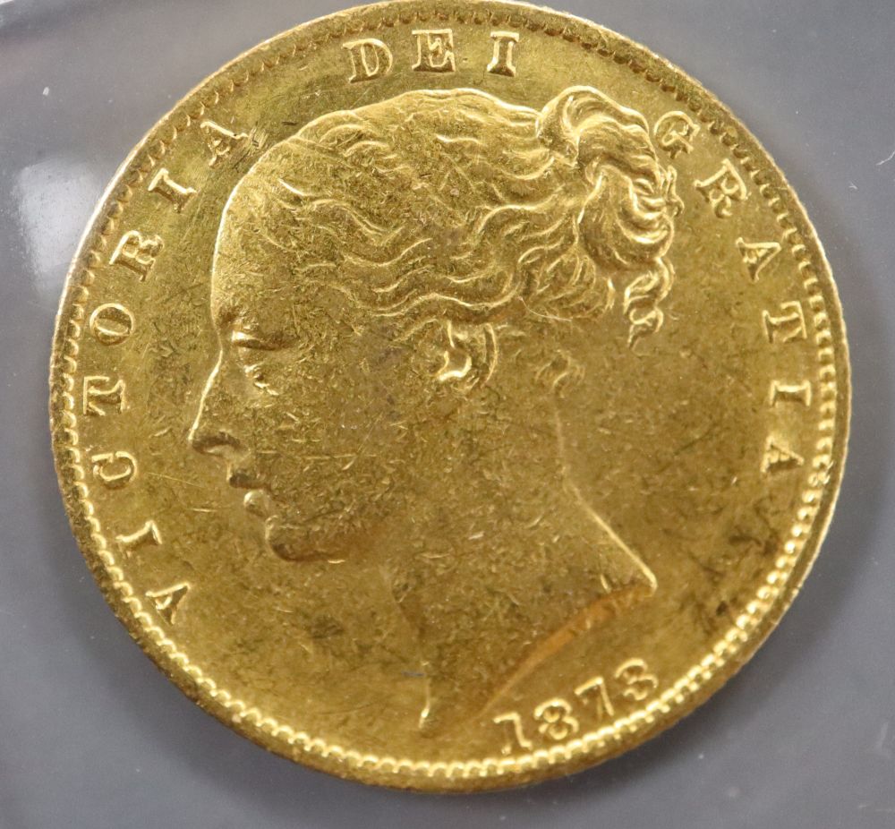 A Victoria gold sovereign, 1873S, VF.